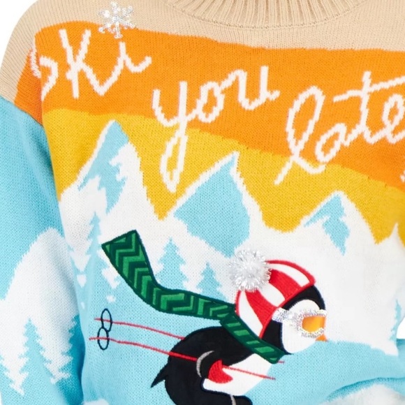 Major Major Label Group Ski You Later Penguin Winter Sweater size L, NWT - Picture 3 of 11
